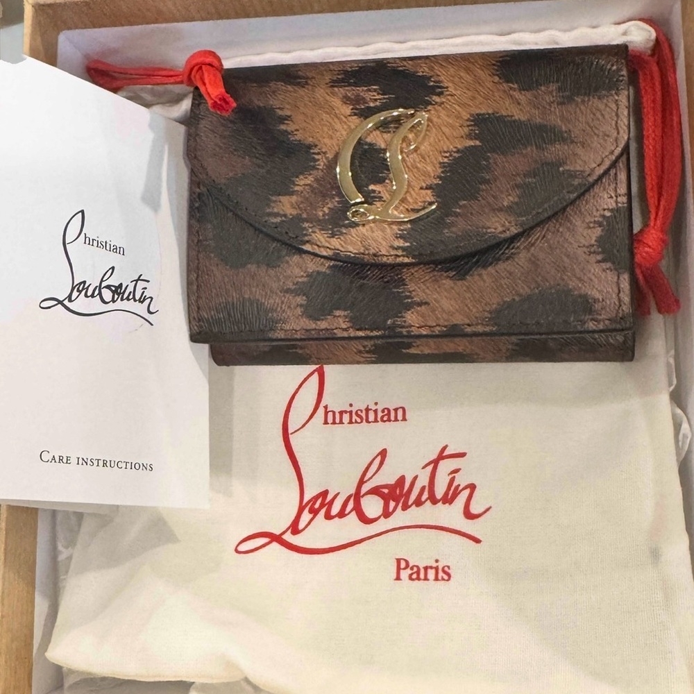 Christian Louboutin Leopard Print Wallet with Gold Accent